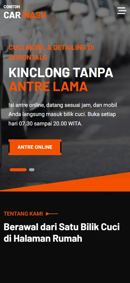 Tampilan Contoh Car Wash di layar HP