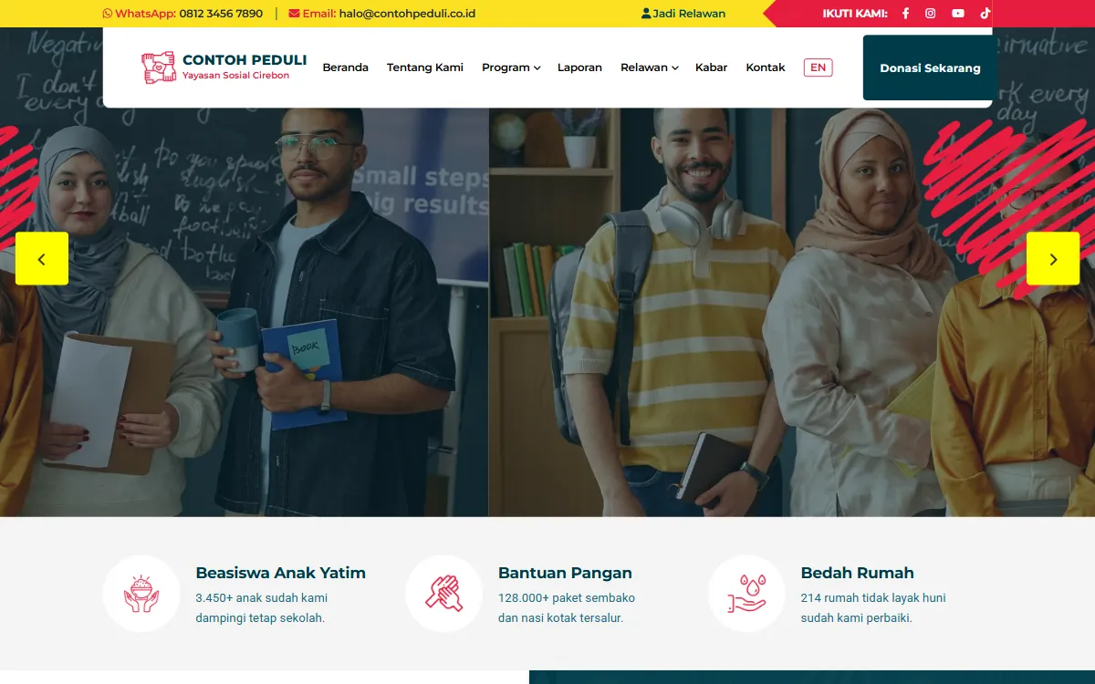 Tampilan Yayasan Contoh Peduli