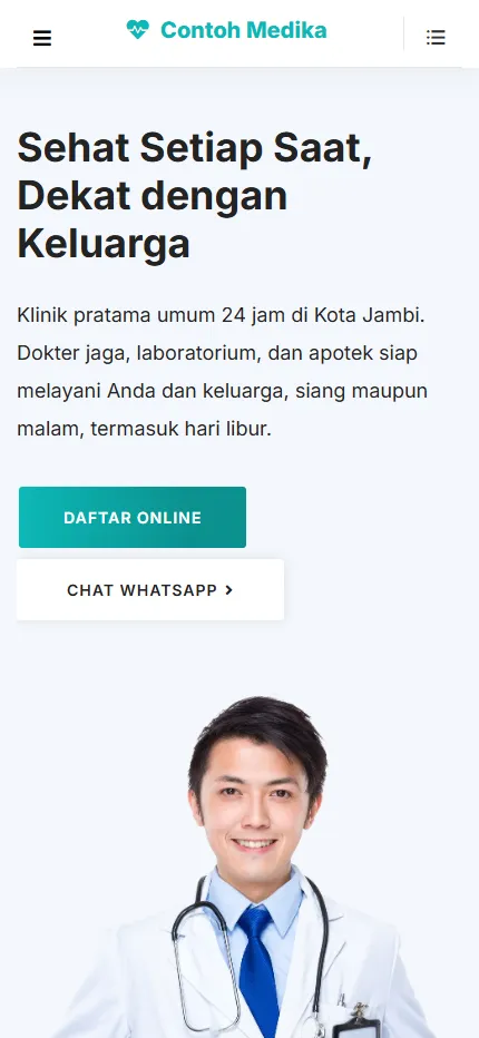 Tampilan Klinik Pratama Contoh Medika di layar HP