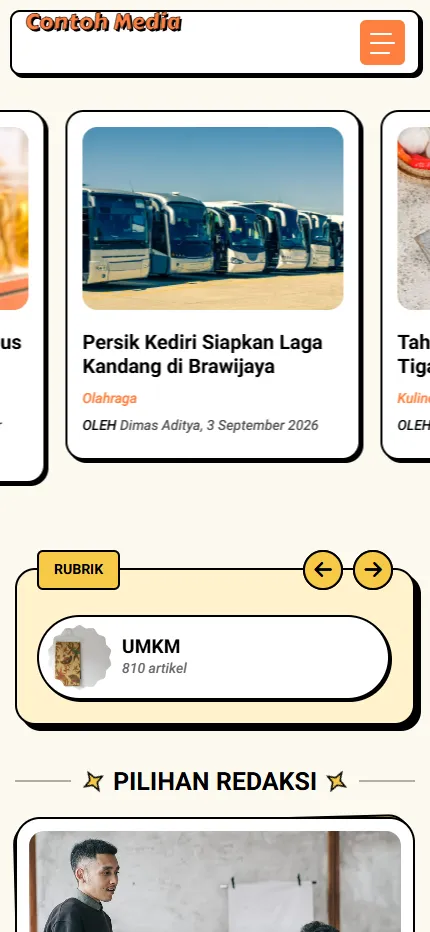 Tampilan Contoh Media di layar HP