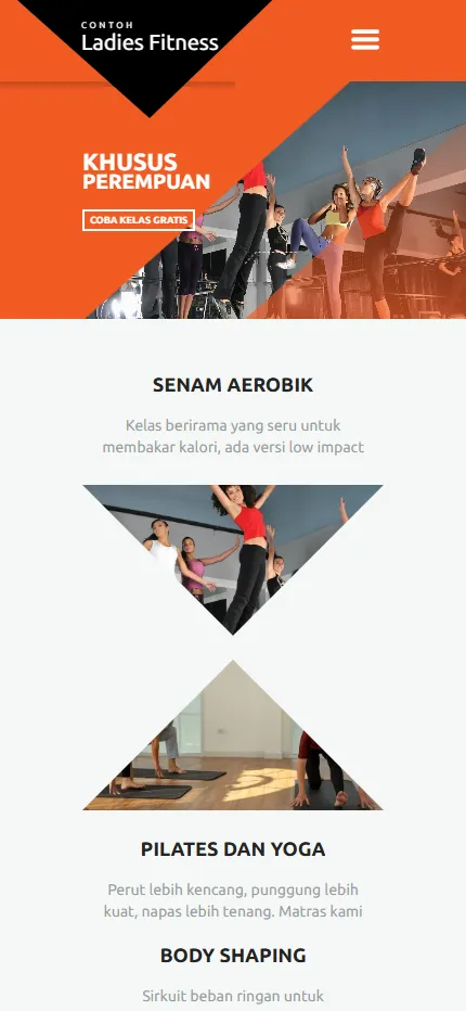 Tampilan Contoh Ladies Fitness di layar HP