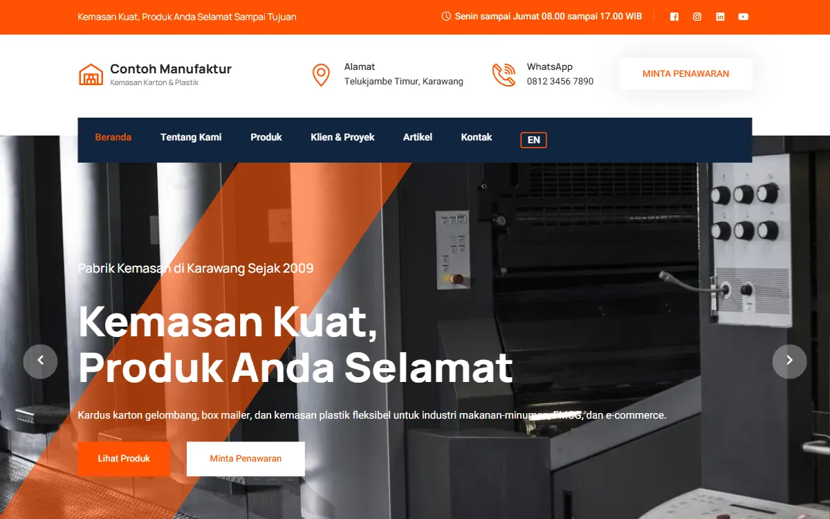 Tampilan PT Contoh Manufaktur