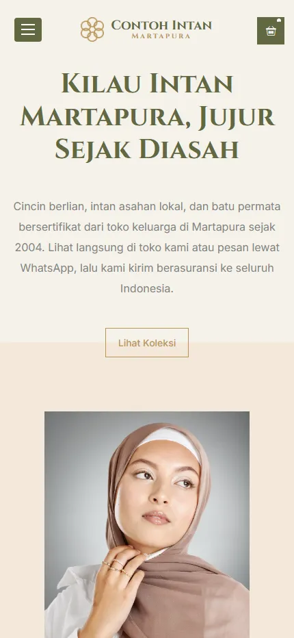 Tampilan Contoh Intan Martapura di layar HP