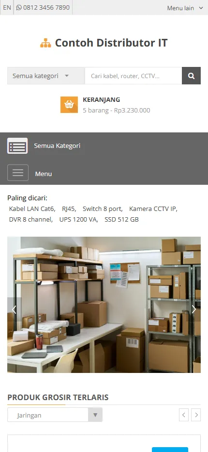 Tampilan Contoh Distributor IT di layar HP