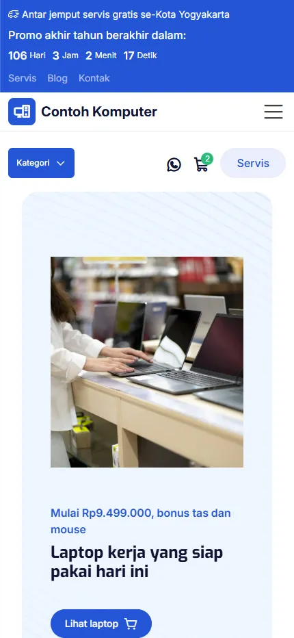 Tampilan Contoh Komputer di layar HP