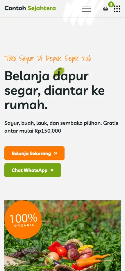 Tampilan Toko Contoh Sejahtera di layar HP