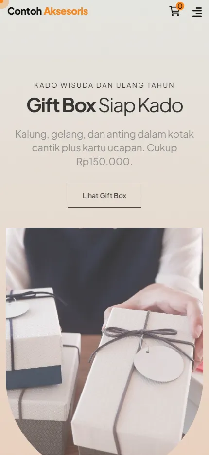 Tampilan Contoh Aksesoris di layar HP