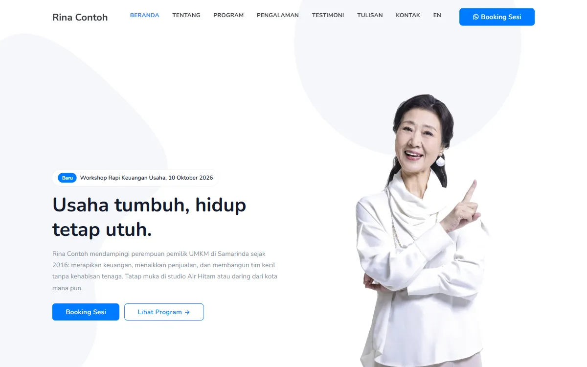 Tampilan Rina Contoh, Business Coach