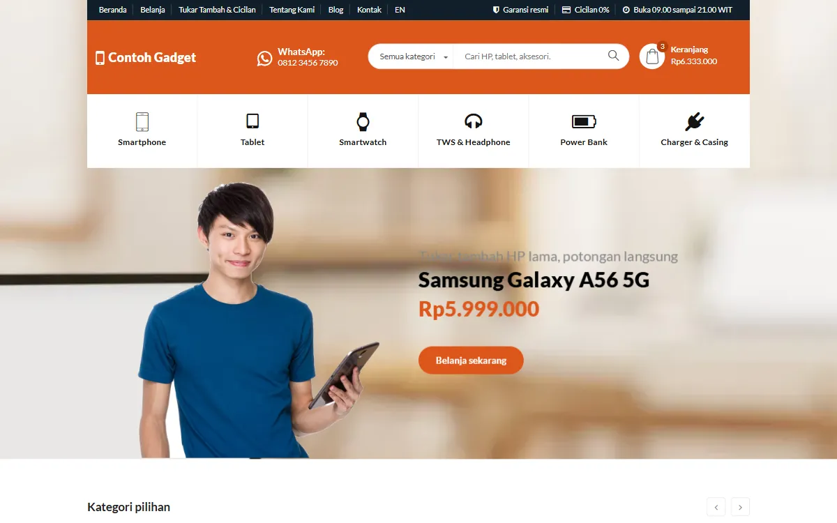 Tampilan Contoh Gadget
