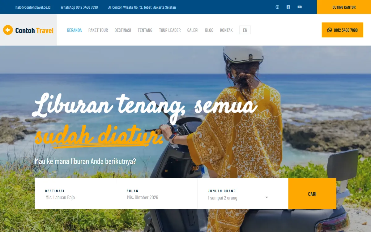 Tampilan Contoh Tour & Travel