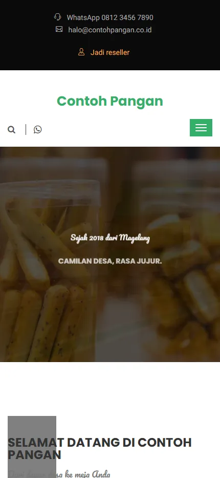 Tampilan Contoh Pangan di layar HP